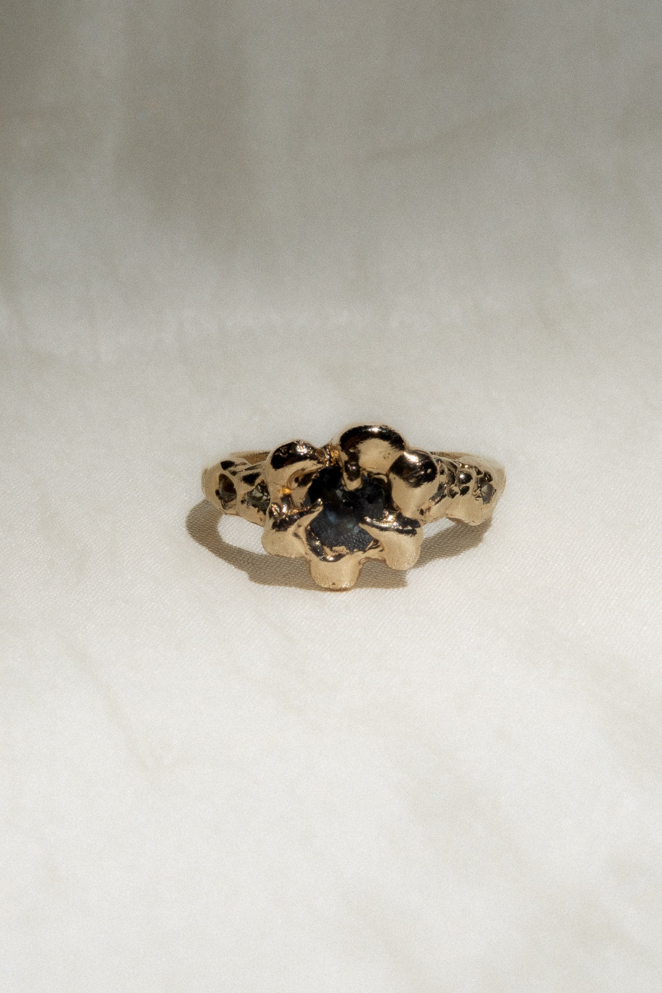 Blue Sapphire Flower Ring