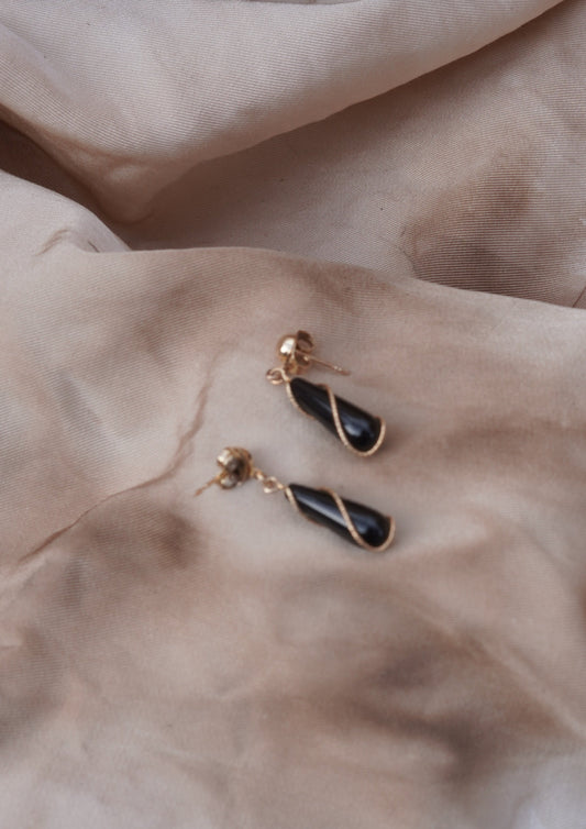 Antique Gold and Onyx Earrings