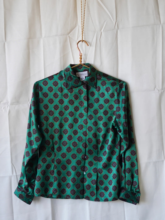 Vintage Silk Green Blouse